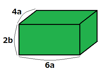 4a×6a×2bを表した直方体の図