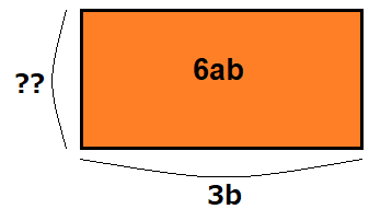 長方形の面積が6abで横の長さが3bであることを表した図