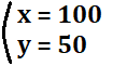 x=100,y=50と書かれた図