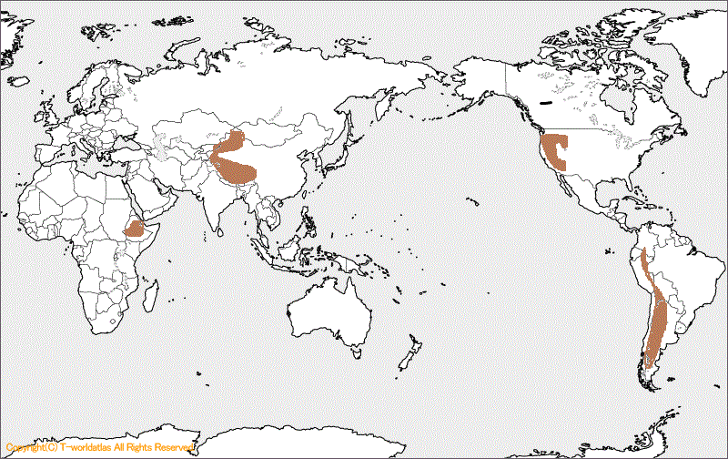 高山気候の分布地図