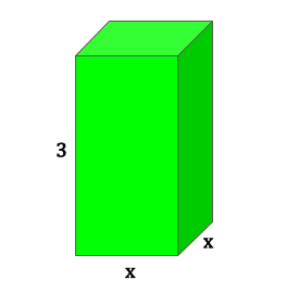 底面がxで高さが3の直方体