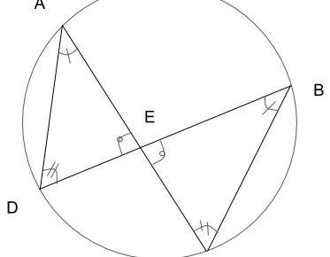 円周角の定理を満たす図形がある場合、相似な三角形を見つけることが出来る